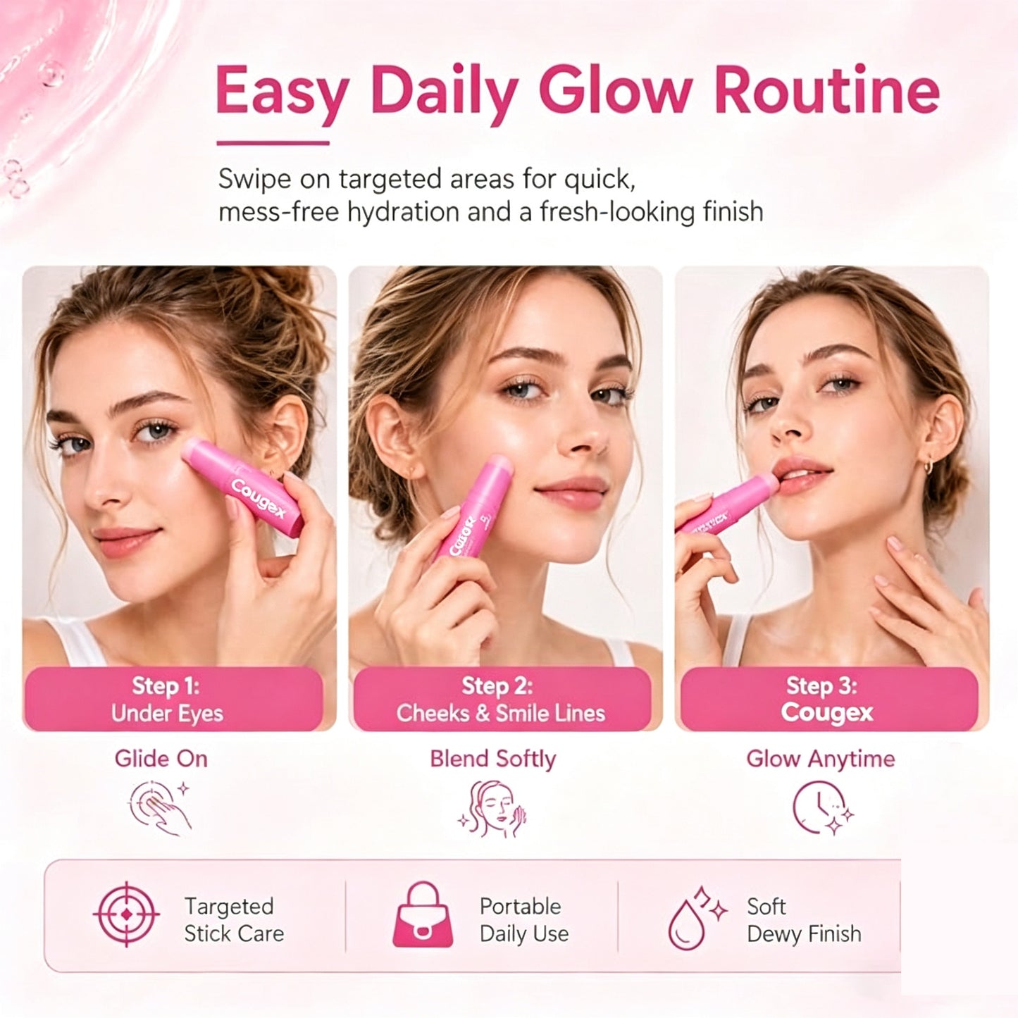 Cougex™ PDRN Collagen Multi Balm Stick – Hydrating Face Balm for Under Eyes, Lips & Neck | Firming Skin Care with Peptides