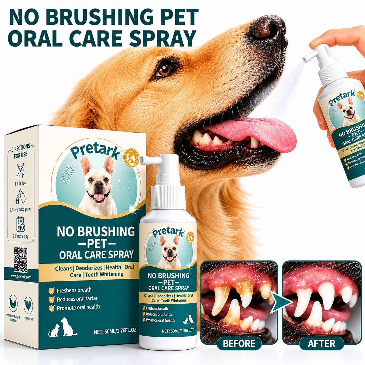Pretark™ 🍃No-Brushing Oral Care Spray for Dogs & Cats