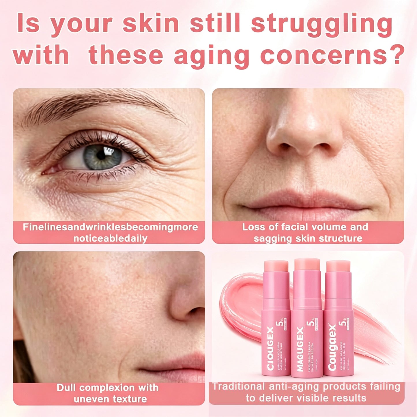Cougex™ PDRN Collagen Multi Balm Stick – Hydrating Face Balm for Under Eyes, Lips & Neck | Firming Skin Care with Peptides
