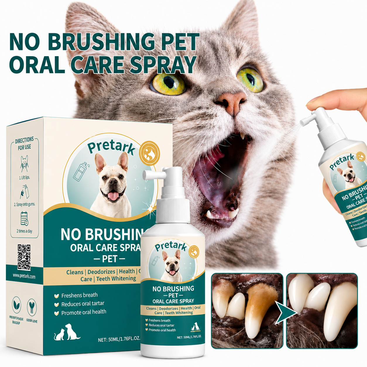 Pretark™ 🍃No-Brushing Oral Care Spray for Dogs & Cats